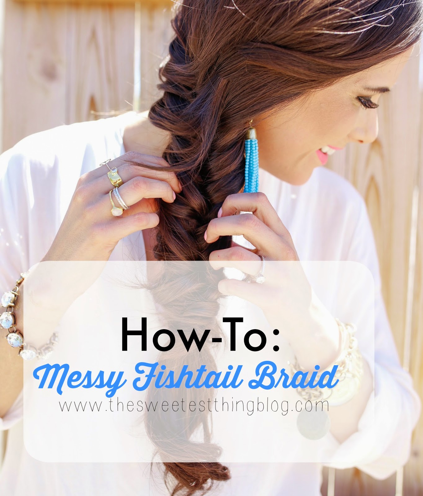 emily gemma hair, the sweetest thing hair, how to fishtail, messy fishtail braid, how to make a messy fishtail, bauble bar, turquoise tassel earrings, delyn evolve sessions, miles witt boyer, beauty blog, hair tutorials with braids