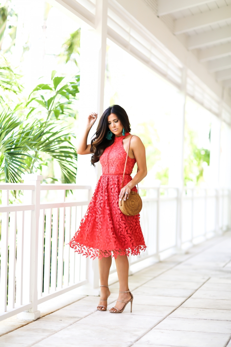 Lace sales coral dress