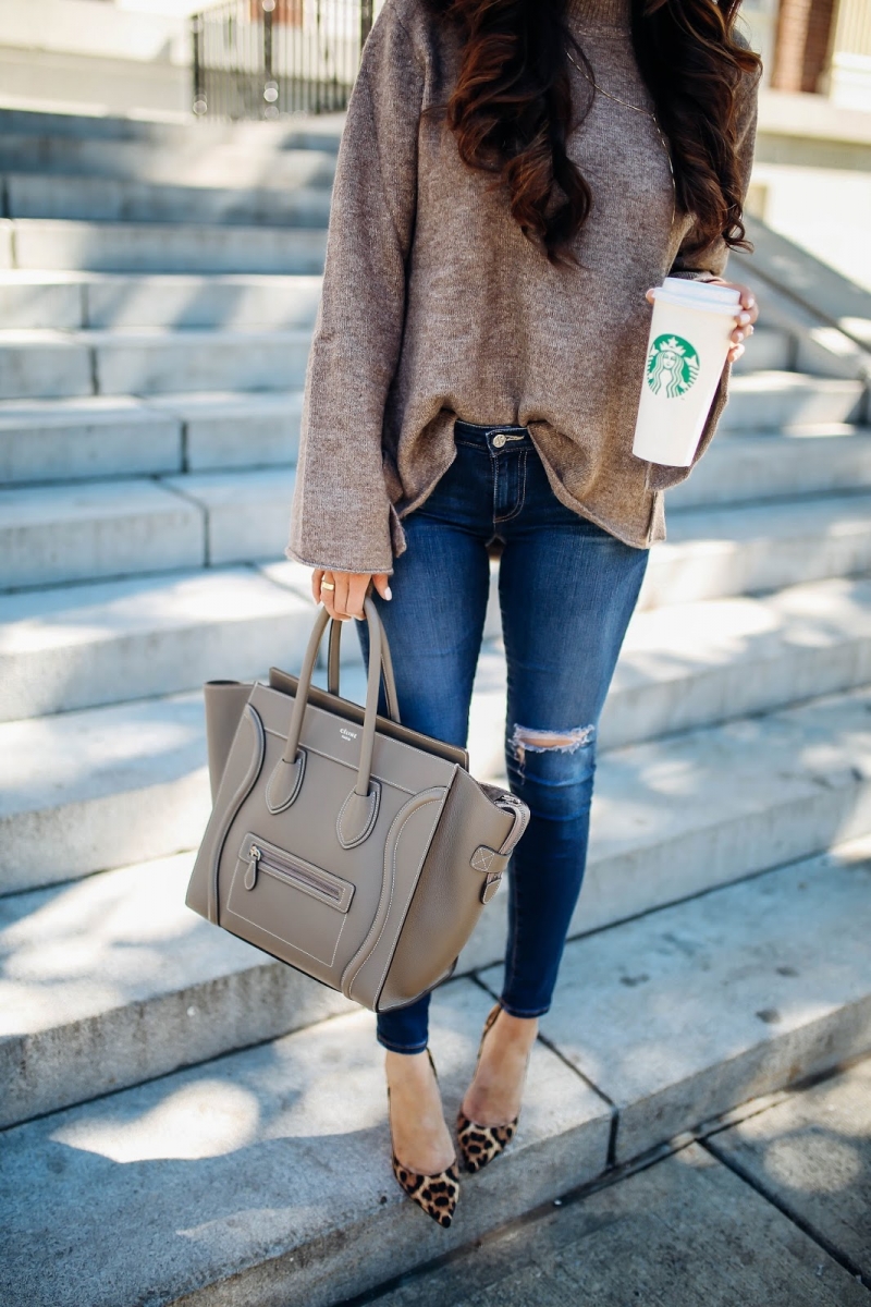 8 Cute Fall Outfits featured by top US fashion blogger, Emily Gemma of The Sweetest Thing: fall fashion 2017 outfits, fall fashion trends 2017, fall outfits tumblr, cute fall outfit pinterest, BANFF canada review, Lake Louis Canada, travel blogger, emily gemma,, the sweetest thing blog, Celine mini Luggage taupe, leopard print heels outfit