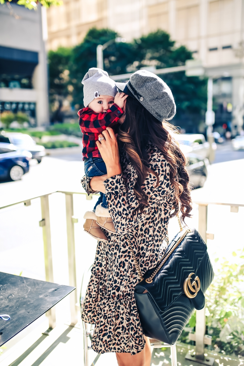 emily gemma blog, fall fashion outfits 2017, baby boy outfits fall plaid and beanies, ASOS leopard dress, brixton fiddler cap, cadet cap trend fall 2017, how to wear a cadet cap 2017, ASOS leopard print dress, fall leopard print dress, Gucci Marmont Maxi Sized, baby boy fashion blog, pinterest baby mom fashion blog, tumblr cute fall outfit family photos, Seattle travel blogger