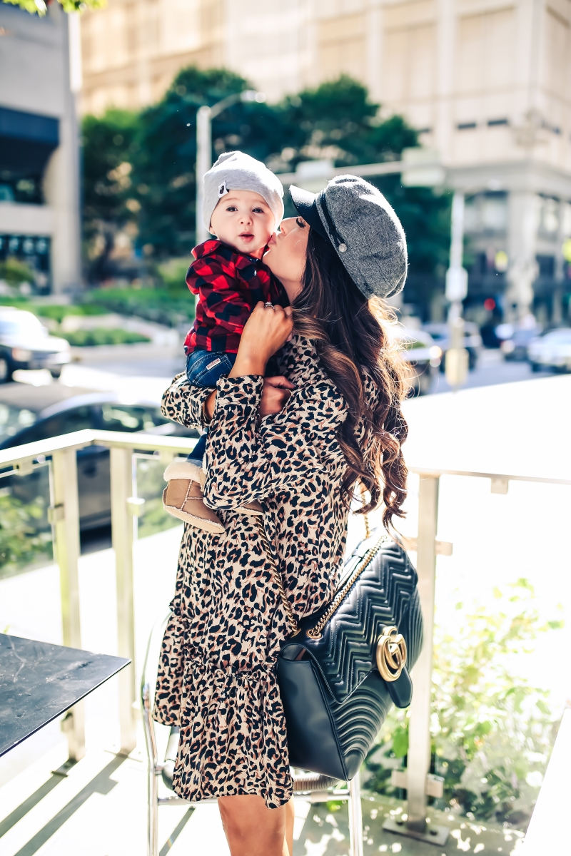 emily gemma blog, fall fashion outfits 2017, baby boy outfits fall plaid and beanies, ASOS leopard dress, brixton fiddler cap, cadet cap trend fall 2017, how to wear a cadet cap 2017, ASOS leopard print dress, fall leopard print dress, Gucci Marmont Maxi Sized, baby boy fashion blog, pinterest baby mom fashion blog, tumblr cute fall outfit family photos, Seattle travel blogger