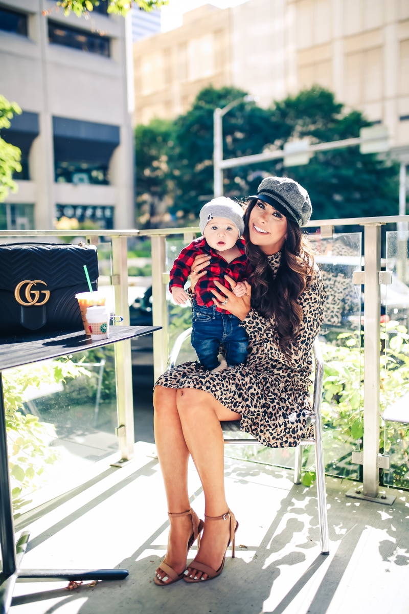 emily gemma blog, fall fashion outfits 2017, baby boy outfits fall plaid and beanies, ASOS leopard dress, brixton fiddler cap, cadet cap trend fall 2017, how to wear a cadet cap 2017, ASOS leopard print dress, fall leopard print dress, Gucci Marmont Maxi Sized, baby boy fashion blog, pinterest baby mom fashion blog, tumblr cute fall outfit family photos, Seattle travel blogger