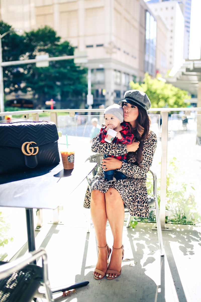 emily gemma blog, fall fashion outfits 2017, baby boy outfits fall plaid and beanies, ASOS leopard dress, brixton fiddler cap, cadet cap trend fall 2017, how to wear a cadet cap 2017, ASOS leopard print dress, fall leopard print dress, Gucci Marmont Maxi Sized, baby boy fashion blog, pinterest baby mom fashion blog, tumblr cute fall outfit family photos, Seattle travel blogger