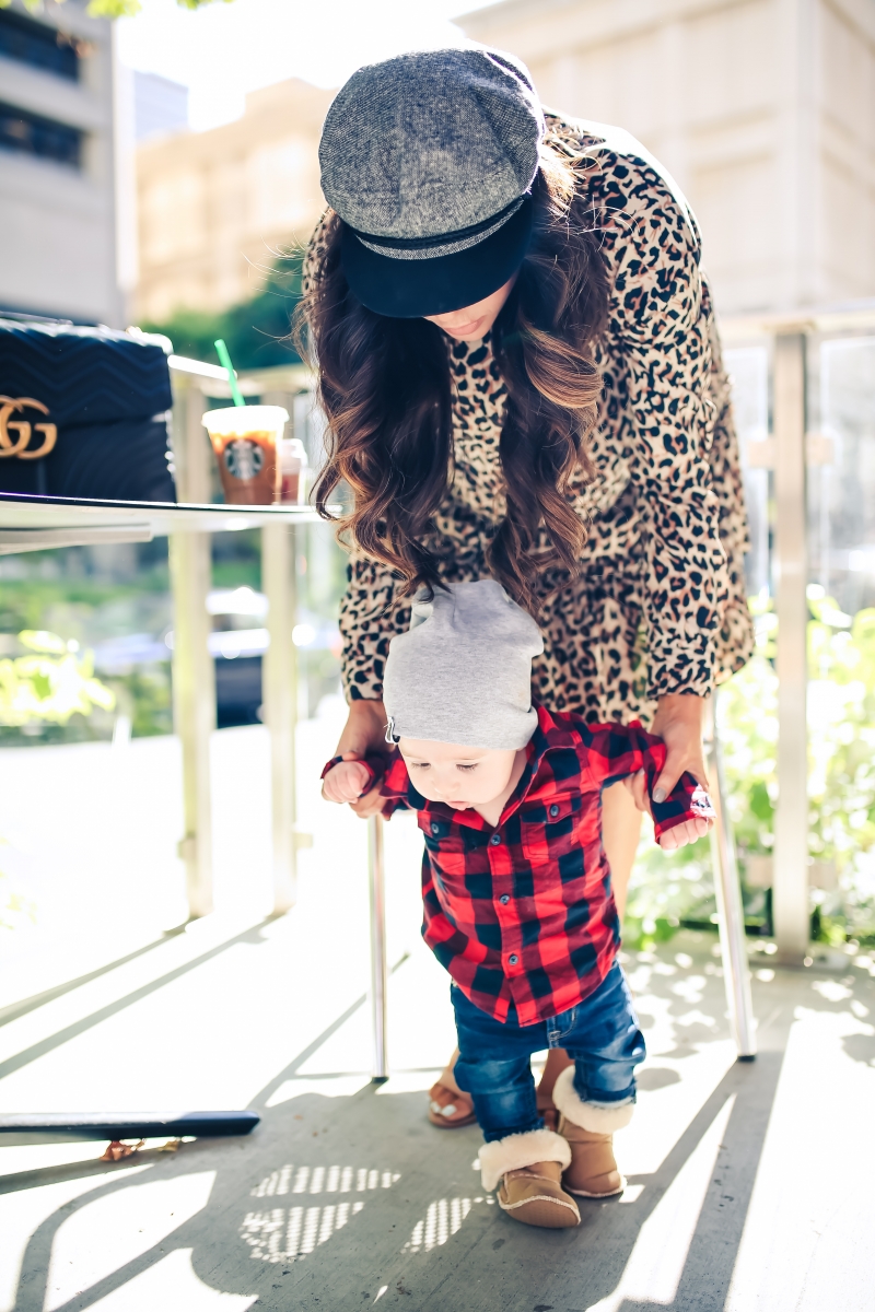 emily gemma blog, fall fashion outfits 2017, baby boy outfits fall plaid and beanies, ASOS leopard dress, brixton fiddler cap, cadet cap trend fall 2017, how to wear a cadet cap 2017, ASOS leopard print dress, fall leopard print dress, Gucci Marmont Maxi Sized, baby boy fashion blog, pinterest baby mom fashion blog, tumblr cute fall outfit family photos, Seattle travel blogger