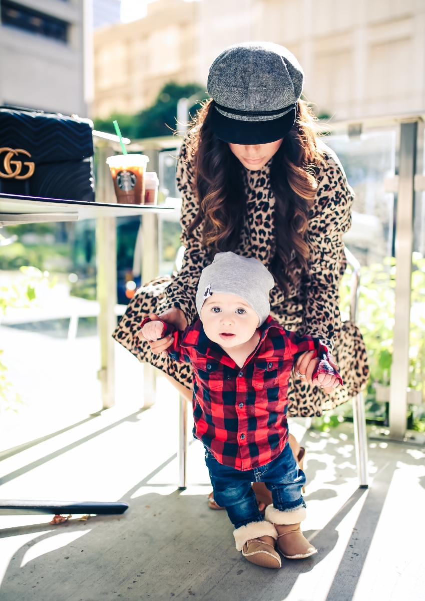 emily gemma blog, fall fashion outfits 2017, baby boy outfits fall plaid and beanies, ASOS leopard dress, brixton fiddler cap, cadet cap trend fall 2017, how to wear a cadet cap 2017, ASOS leopard print dress, fall leopard print dress, Gucci Marmont Maxi Sized, baby boy fashion blog, pinterest baby mom fashion blog, tumblr cute fall outfit family photos, Seattle travel blogger