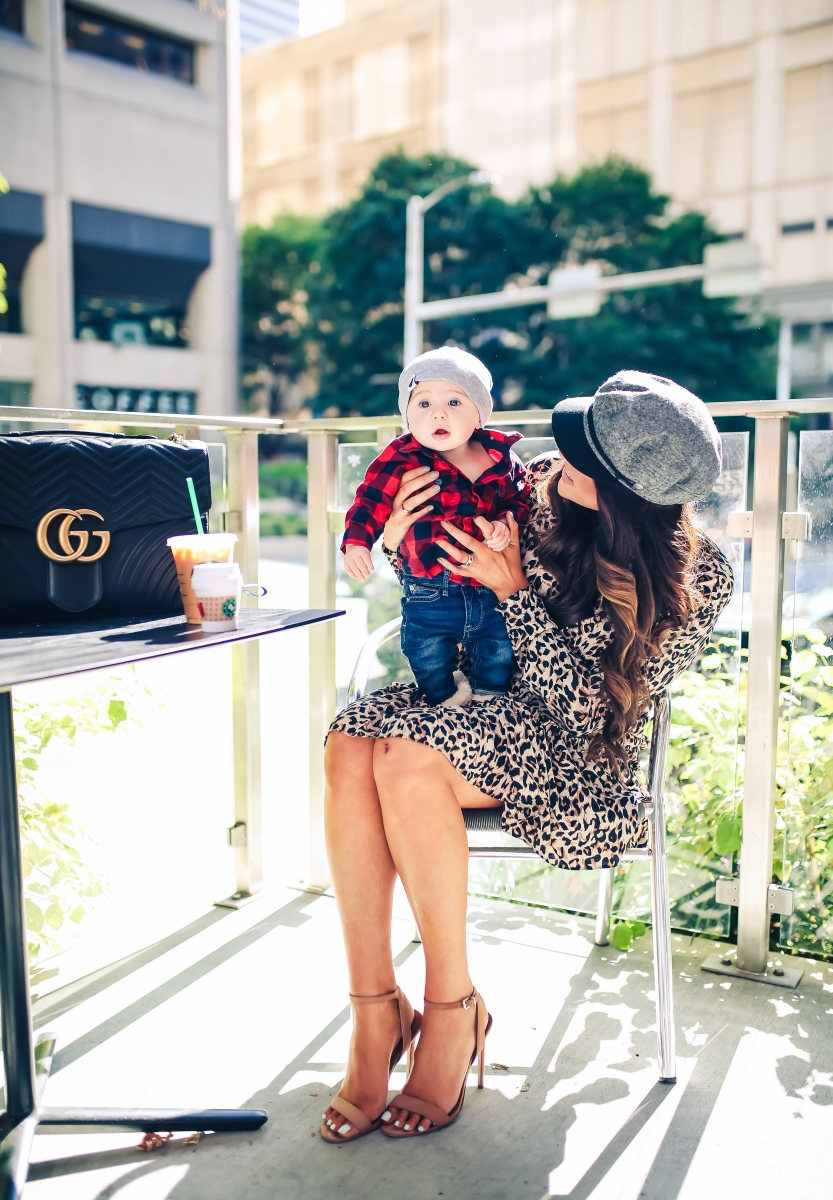 emily gemma blog, fall fashion outfits 2017, baby boy outfits fall plaid and beanies, ASOS leopard dress, brixton fiddler cap, cadet cap trend fall 2017, how to wear a cadet cap 2017, ASOS leopard print dress, fall leopard print dress, Gucci Marmont Maxi Sized, baby boy fashion blog, pinterest baby mom fashion blog, tumblr cute fall outfit family photos, Seattle travel blogger 