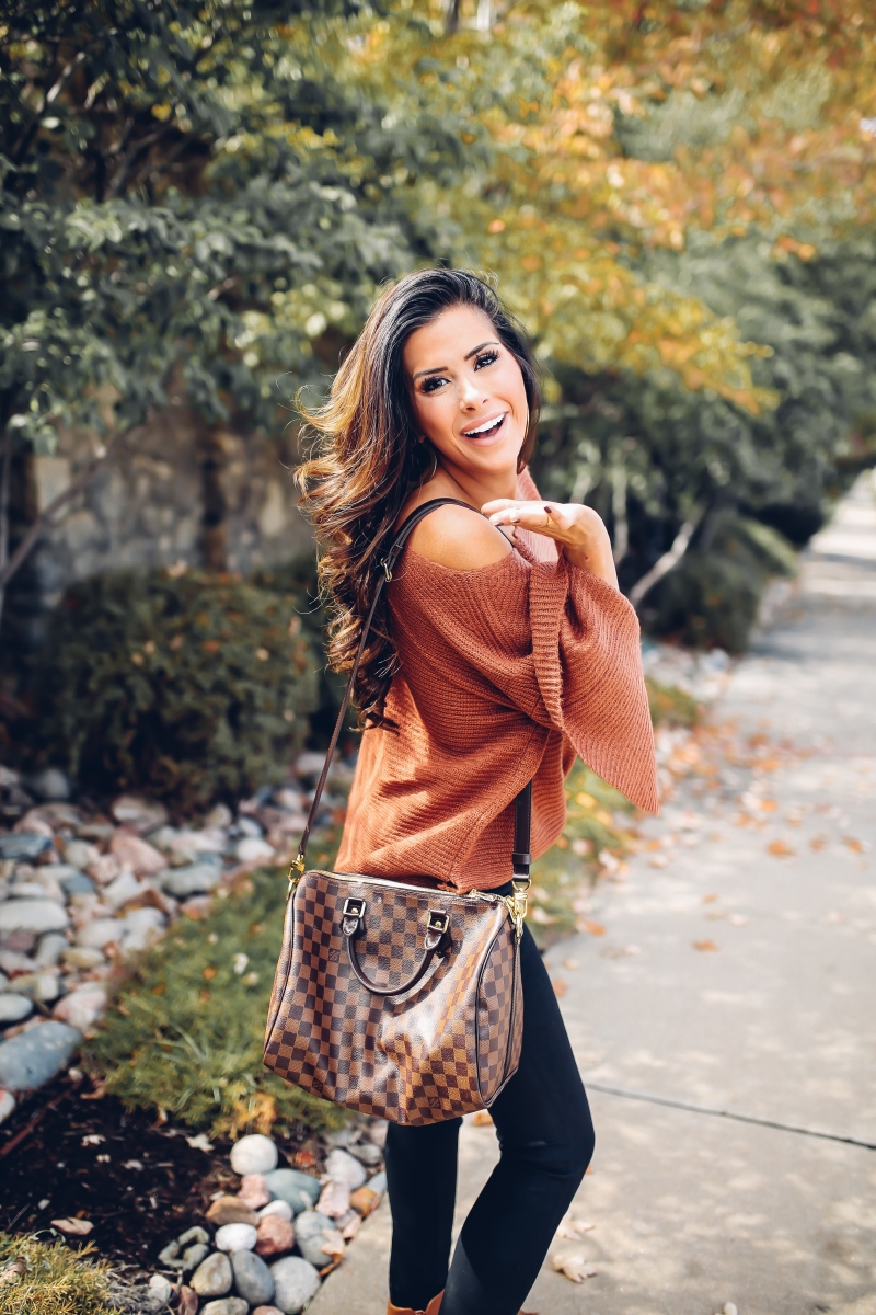 fall fashion 2017, pinterest fall outfits 2017, off the shoulder sweaters with booties for fall, black ripped denim outfit ideas fall, cute fall outfit ideas, DL1961 Instasculpt jeans, Speedy 30 Damier Ebene, Nordstrom BP sweater, The sweetest Thing blog fall outfits, emily ann gemma, popular fashion blog fall outfits, travel bloggers in denver, emily gemma denver