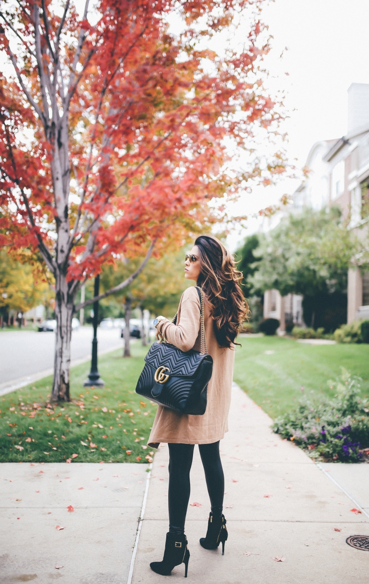 cute fall outfits cardigans, The Sweetest Thing Blog, faux leather leggings spanx review, best faux leather leggings, outfits faux leather leggings, fall outfit tan cardigan, cute fall outfits cardigans, denver travel blogger fashion blogger, the sweetest thing, Gucci Marmont Maxi