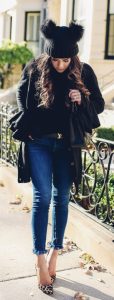 The Sweetest Thing, Emily Gemma, Emily Ann Gemma, Blue Jeans, Animal Print Stilettos, Black Cardigan LV Belt, Chanel Handbag, Fashion Blogger, Winter Trends, Fall Trends, Streetstyle, Casual outfit, long hair. #fashionblogger #falloutfit #fallfavorite
