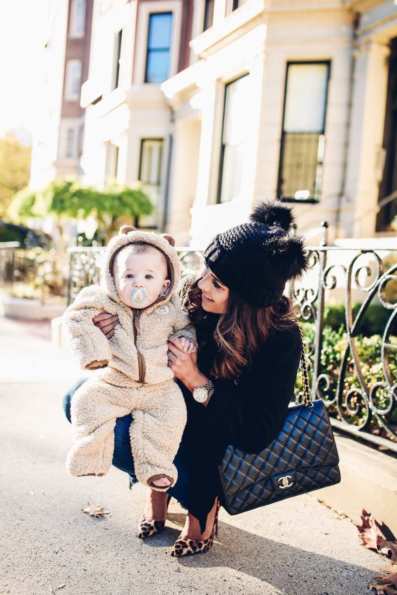 The Sweetest Thing, Emily Gemma, Emily Ann Gemma, Blue Jeans, Animal Print Stilettos, Black Cardigan LV Belt, Chanel Handbag, Fashion Blogger, Winter Trends, Fall Trends, Streetstyle, Casual outfit, long hair. #fashionblogger #falloutfit #fallfavorite