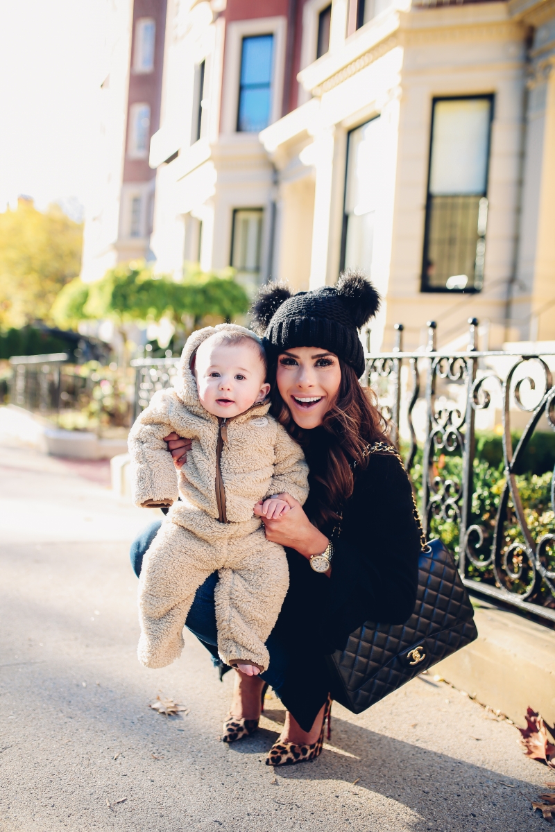 The Sweetest Thing, Emily Gemma, Emily Ann Gemma, Blue Jeans, Animal Print Stilettos, Black Cardigan LV Belt, Chanel Handbag, Fashion Blogger, Winter Trends, Fall Trends, Streetstyle, Casual outfit, long hair. #fashionblogger #falloutfit #fallfavorite