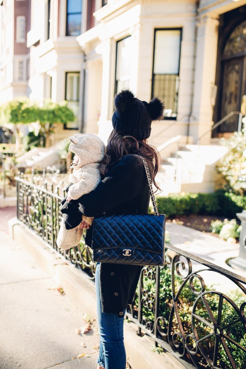 The Sweetest Thing, Emily Gemma, Emily Ann Gemma, Blue Jeans, Animal Print Stilettos, Black Cardigan LV Belt, Chanel Handbag, Fashion Blogger, Winter Trends, Fall Trends, Streetstyle, Casual outfit, long hair. #fashionblogger #falloutfit #fallfavorite