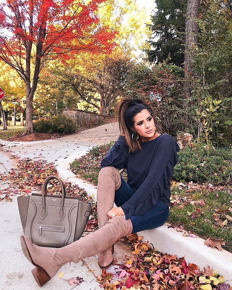 OTK taupe boots outfit pinterest fall outfit, celine mini luggage taupe, emily ann gemma