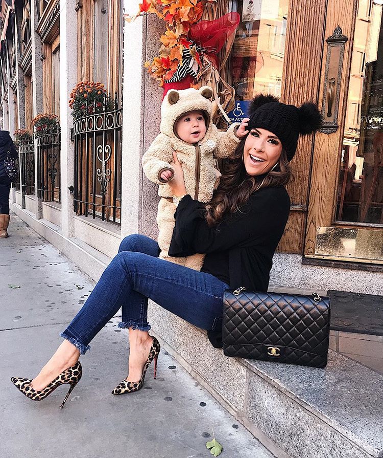 cute baby boy bear outfits, leopard christian louboutin outfit, fall fashion mommy and baby outfit, black classic chanel maxi, asos beanie black, emily ann gemma