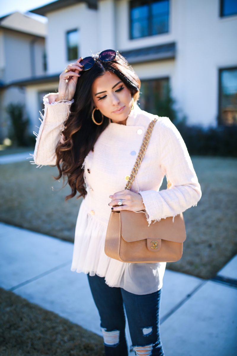 willow and clay blazer tulle gold button, Frame ripped high waisted denim, emily ann gemma, the sweetest thing blog-2