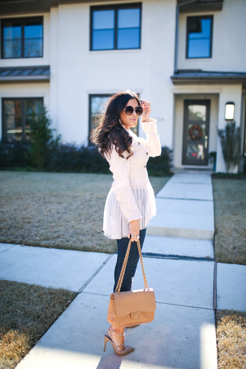 willow and clay blazer tulle gold button, Frame ripped high waisted denim, emily ann gemma, the sweetest thing blog-4