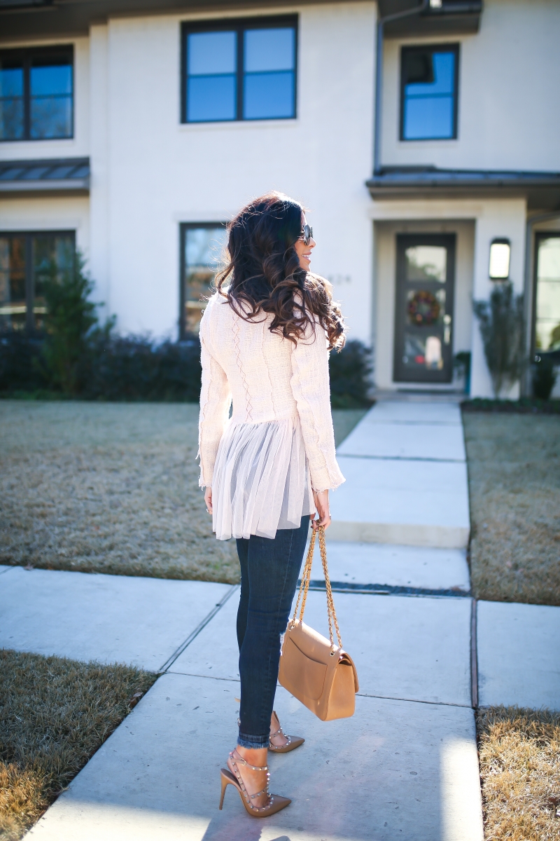 willow and clay blazer tulle gold button, Frame ripped high waisted denim, emily ann gemma, the sweetest thing blog-5