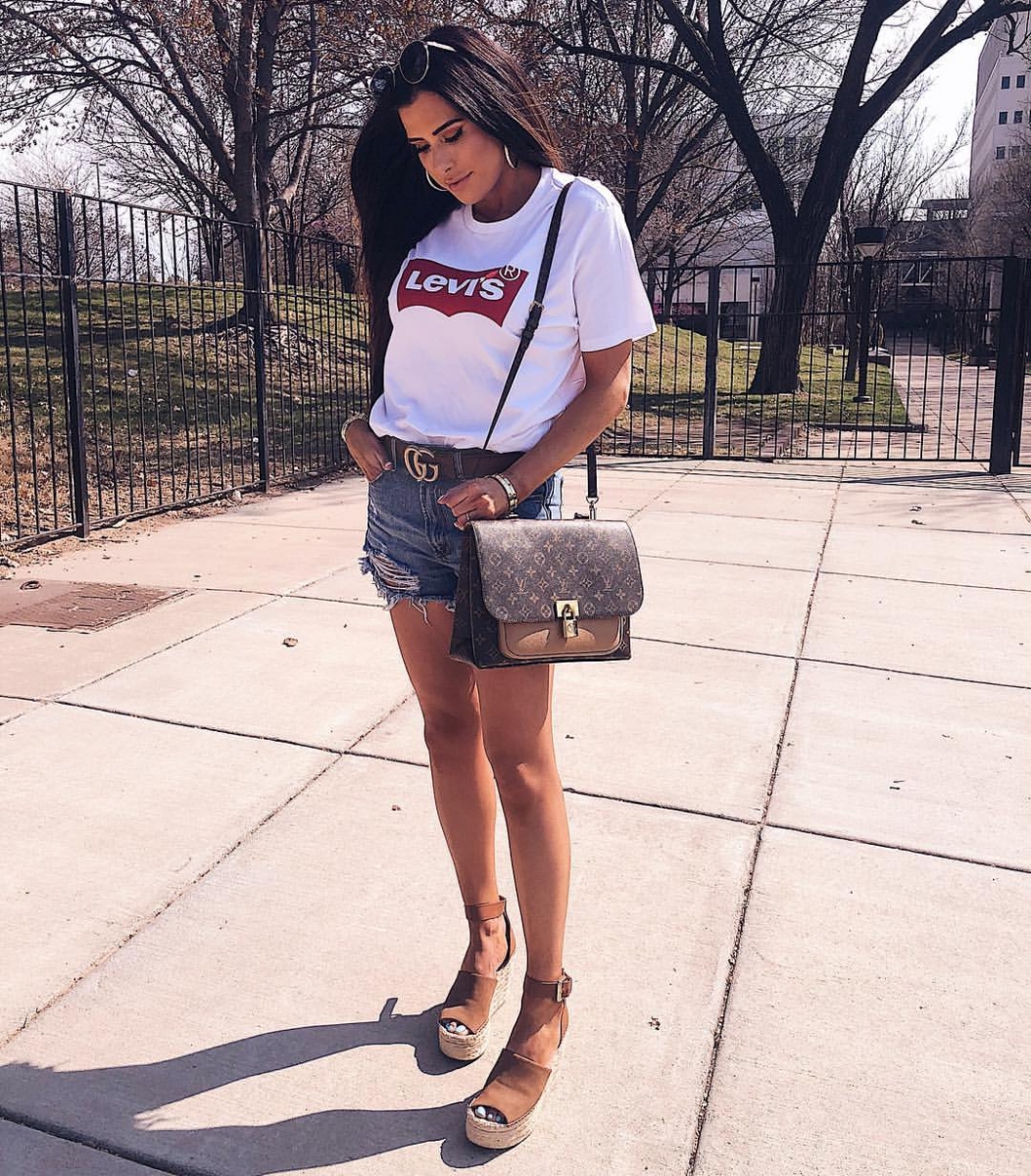 Cute Spring Shoes by popular US fashion blog, The Sweetest Thing: image of a woman wearing a pair of Nordstrom Sannibel Platform Wedge Sandal TREASURE & BOND.