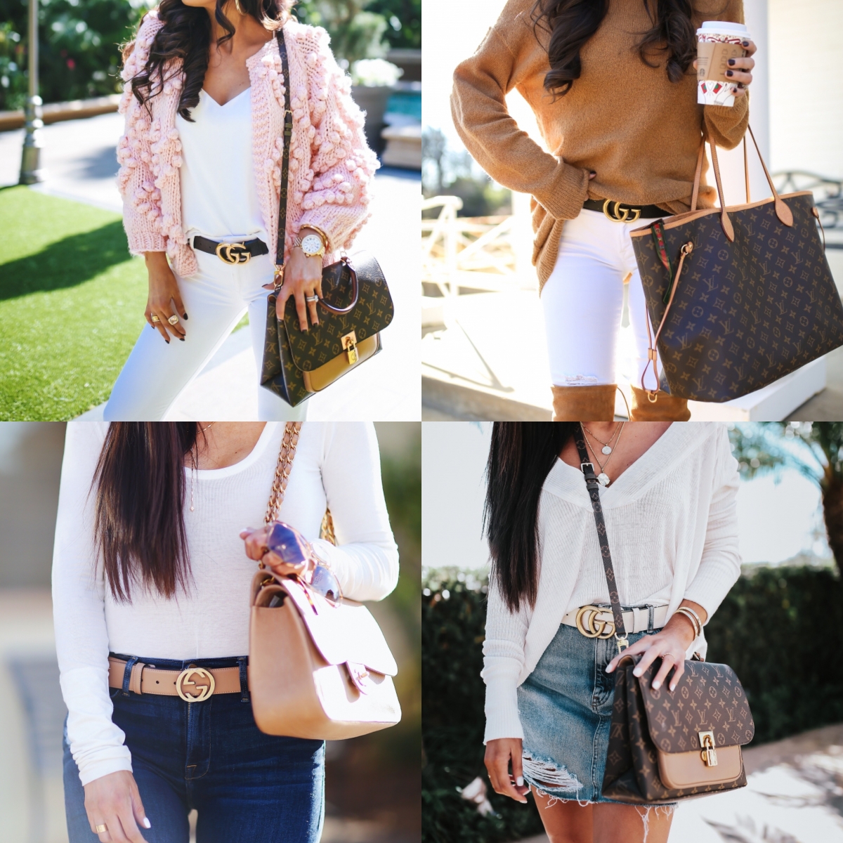 Gucci Belt Sizing by popular US fashion blog, The Sweetest Thing: collage image of a woman wearing a Gucci belt.