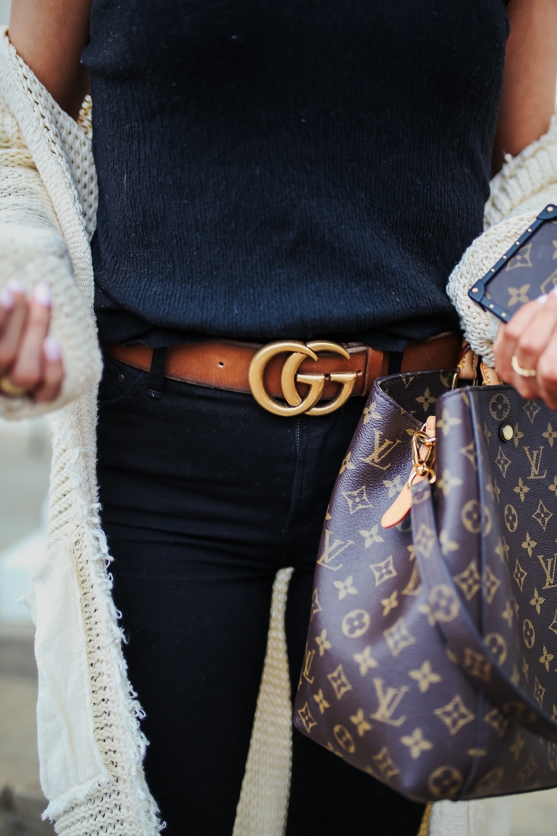 brown lv belt outfit