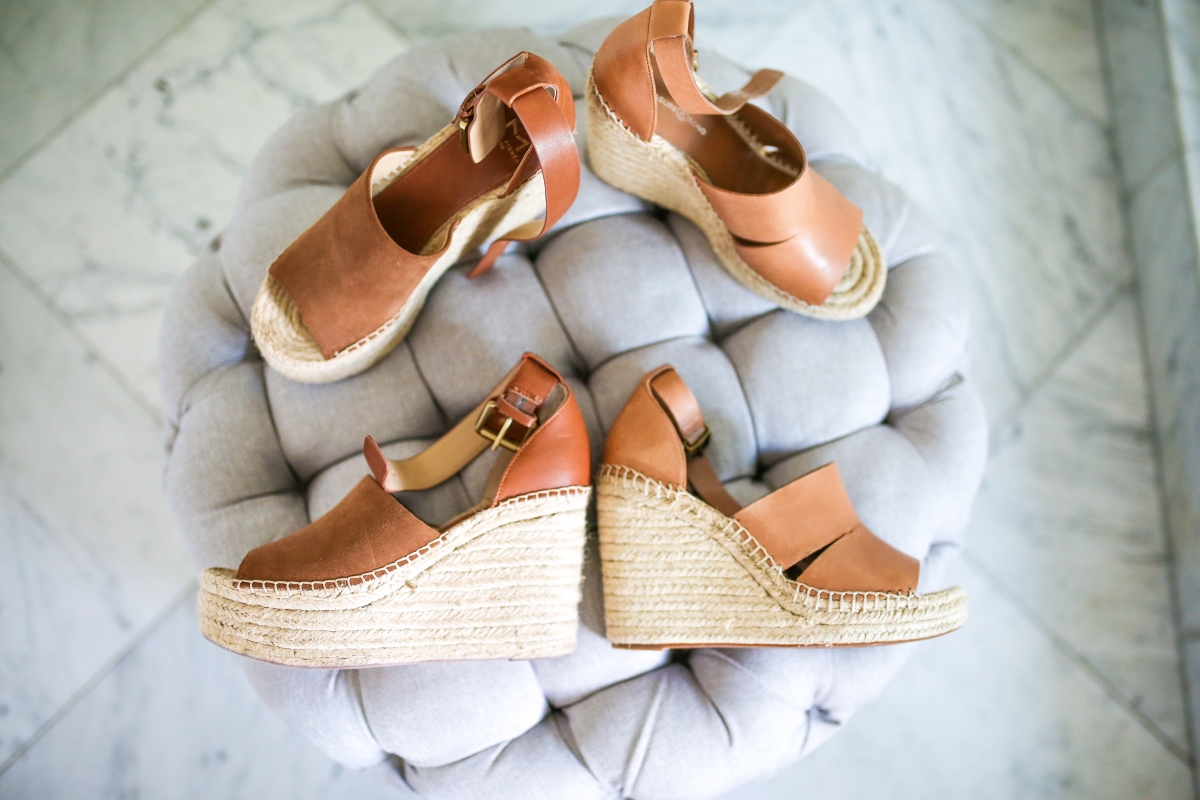 Cute Spring Shoes by popular US fashion blog, The Sweetest Thing: image of two Nordstrom Sannibel Platform Wedge Sandal TREASURE & BOND.