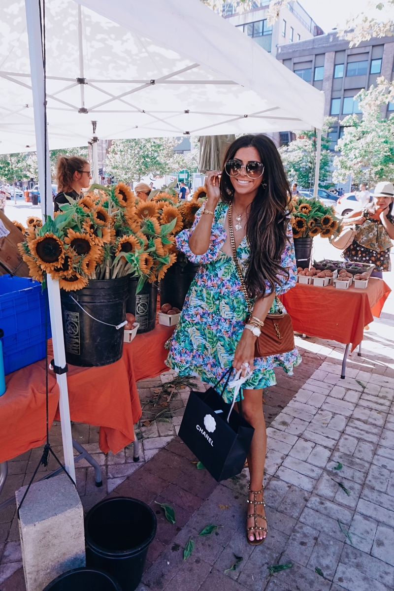 boston fashion blogger, girls weekend boston, chloe sunglasses, floral dresses, YSL collage dress, emily ann gemma, popular travel fashion blogs