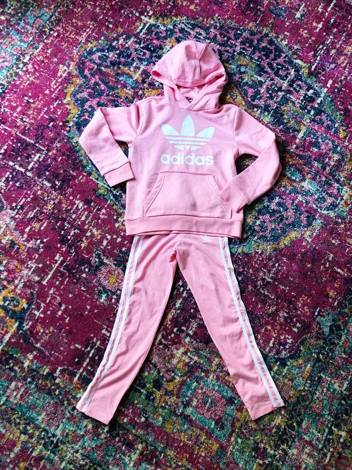 best #nsale kids outfit, cute girl fashion adidas, emily ann gemma6 | Cute Baby Boy Outfit by popular US fashion blog, The Sweetest Thing: image of a Nordstrom Trefoil Logo Hoodie ADIDAS and Nordstrom Leggings ADIDAS.