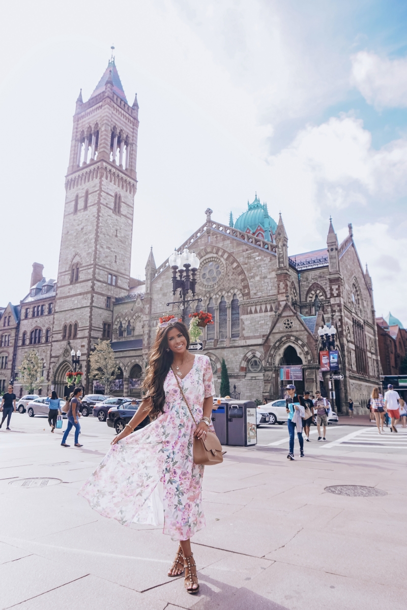 boston fashion blogger, emily ann gemma, floral maxi dresses H&M, summer outfit idea dresses 2018 pinterest,