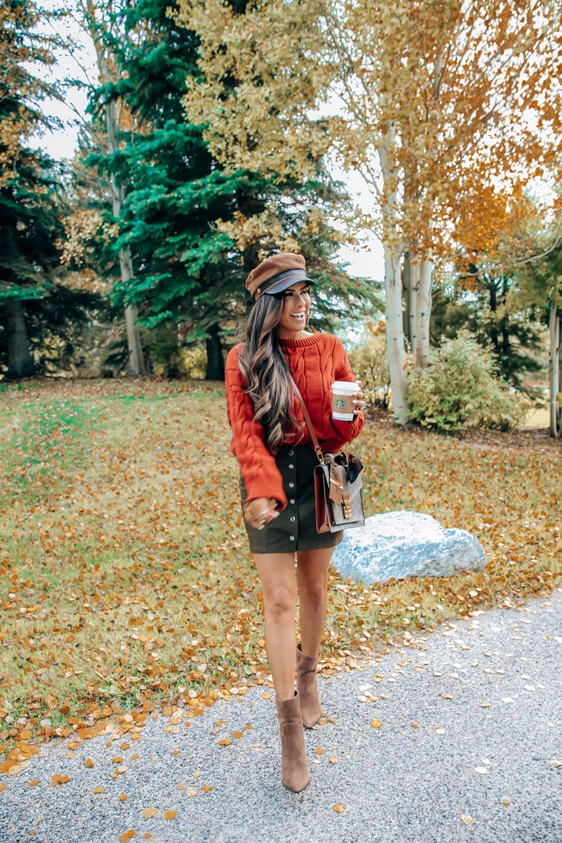 fall fashion pinterest 2018, express fall outfit 2018, emily ann gemma, cute baker boy hat outfit, marc fisher booties, travel and fashion blogger