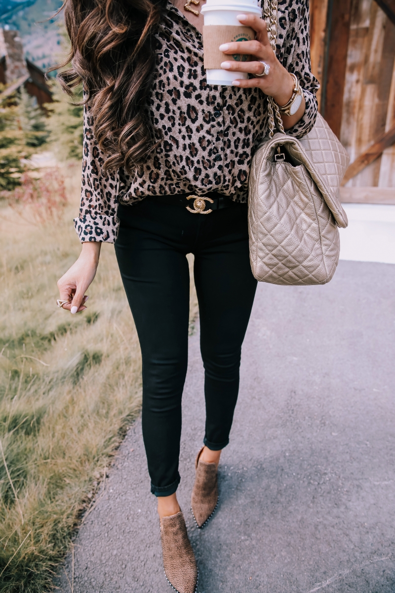 fall fashion pinterest 2018, popular fashion instagram bloggers 2018, chanel black belt, giani bini leopard booties, Chanel XXL airline tote, emily ann gemma