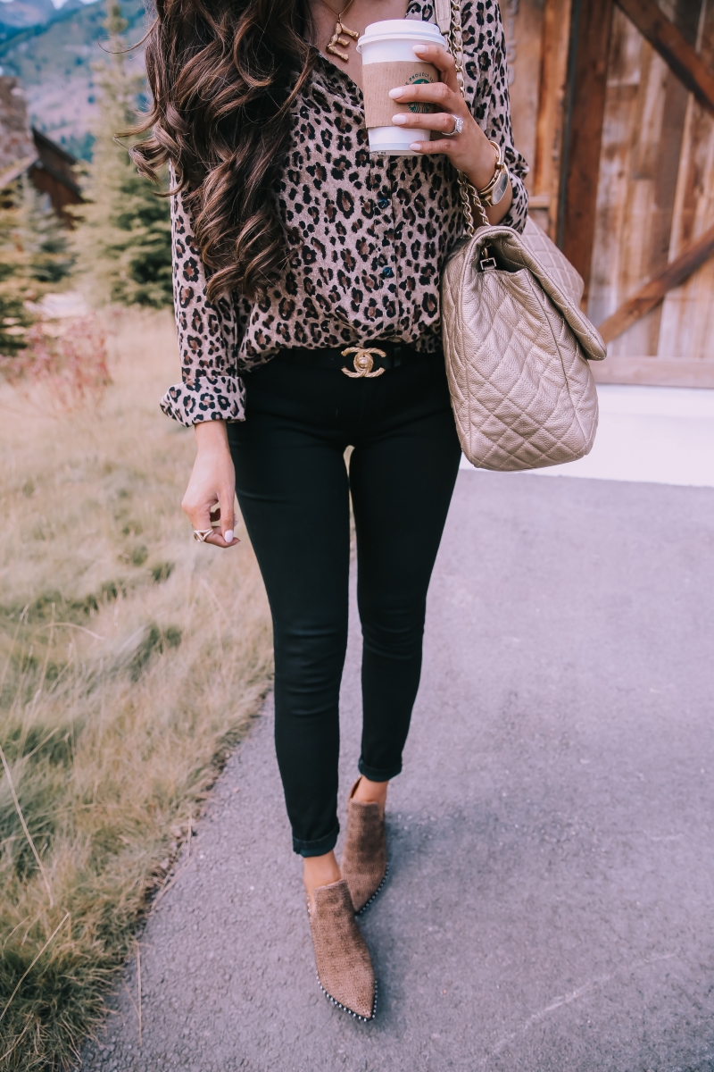 fall fashion pinterest 2018, popular fashion instagram bloggers 2018, chanel black belt, giani bini leopard booties, Chanel XXL airline tote, emily ann gemma