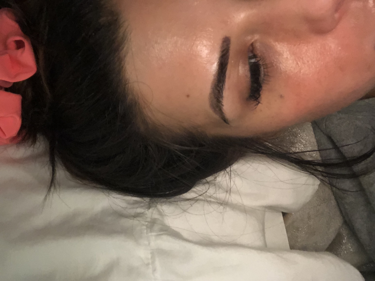 freshly microbladed eyebrows, first night of microbladed eyebrows, tulsa brow bar aimee