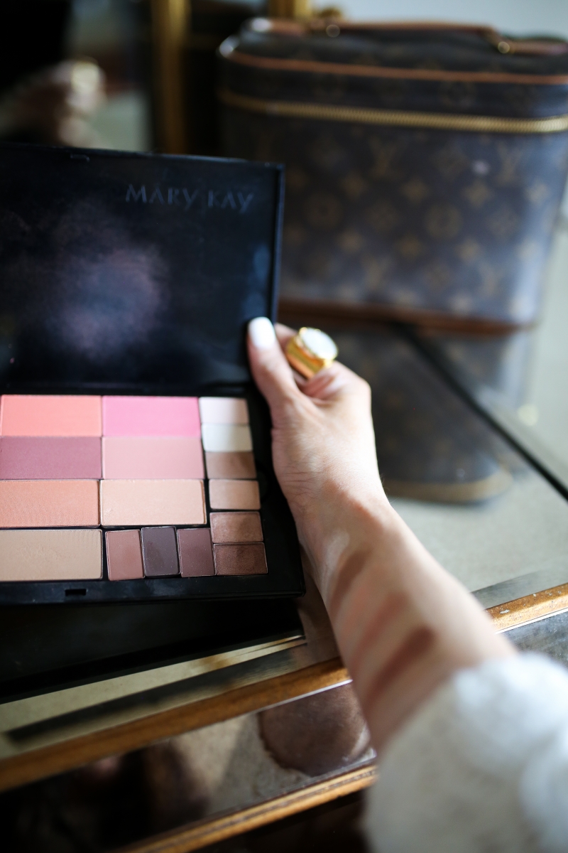 Mary Kay Reviews by popular US beauty blog, The Sweetest Thing: image of a woman holding a Mary Kay makeup pallet. 