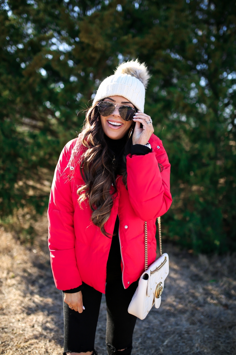 jaclyn hill quay aviator sunglasses, winter fashion pinterest outfit 2018 2019, cute puffer jackets winter 2018, emily ann gemma, gucci marmont white, jcrew wedge snow boots, emily gemma-2