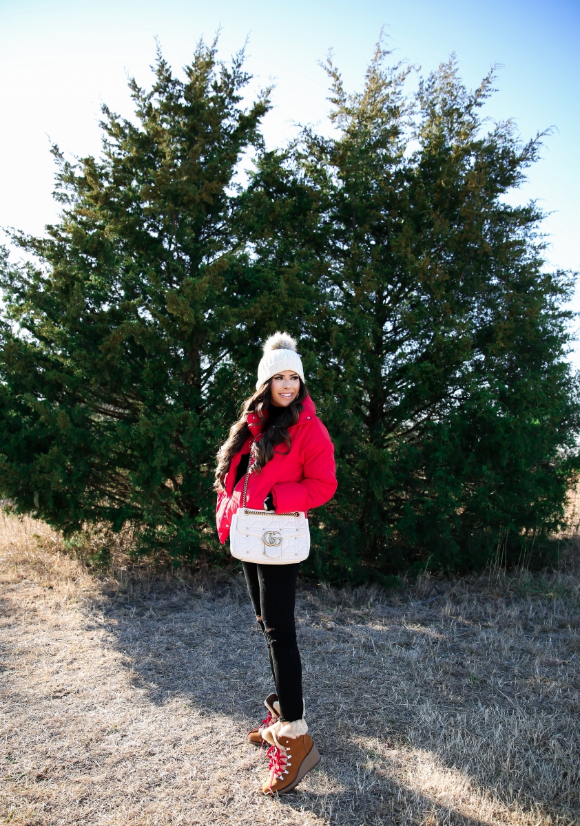 winter fashion pinterest outfit 2018 2019, cute puffer jackets winter 2018, emily ann gemma, gucci marmont white, jcrew wedge snow boots, emily gemma-2