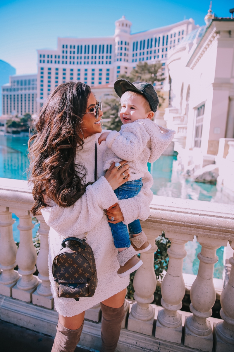 sherpa dress missguided, dress with over the knee boots outfit pinterest, las vegas fashion blogger, travel blogger, emily ann gemma, toddler boy fashion fall winter pinterest 2019-8