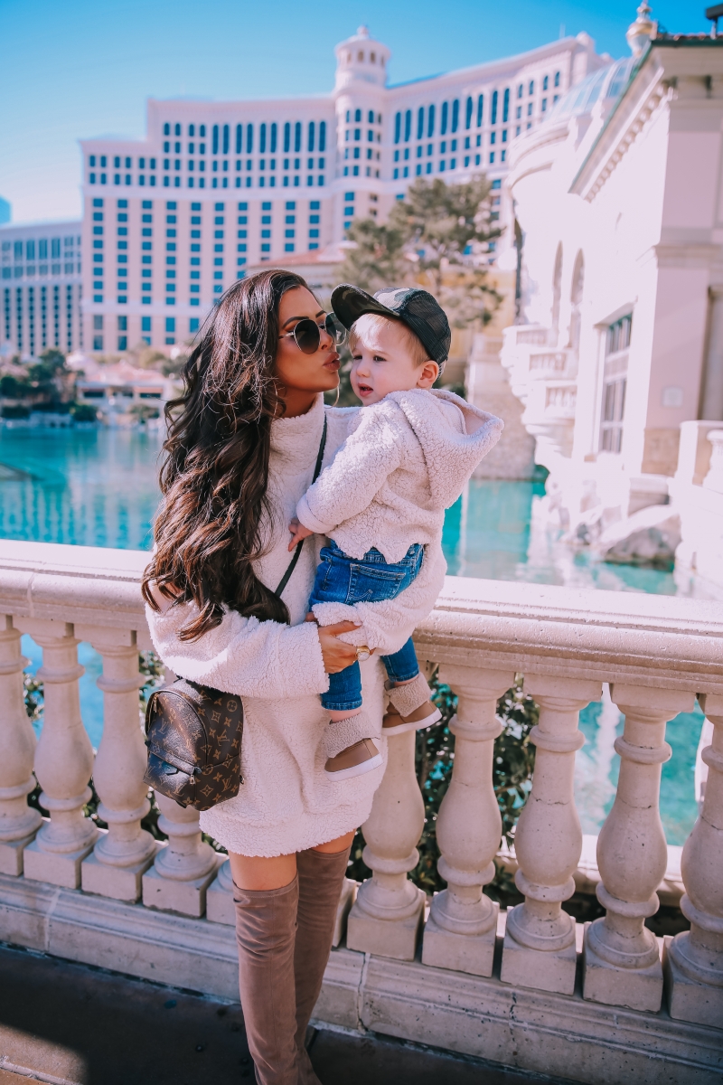 sherpa dress missguided, dress with over the knee boots outfit pinterest, las vegas fashion blogger, travel blogger, emily ann gemma, toddler boy fashion fall winter pinterest 2019-8