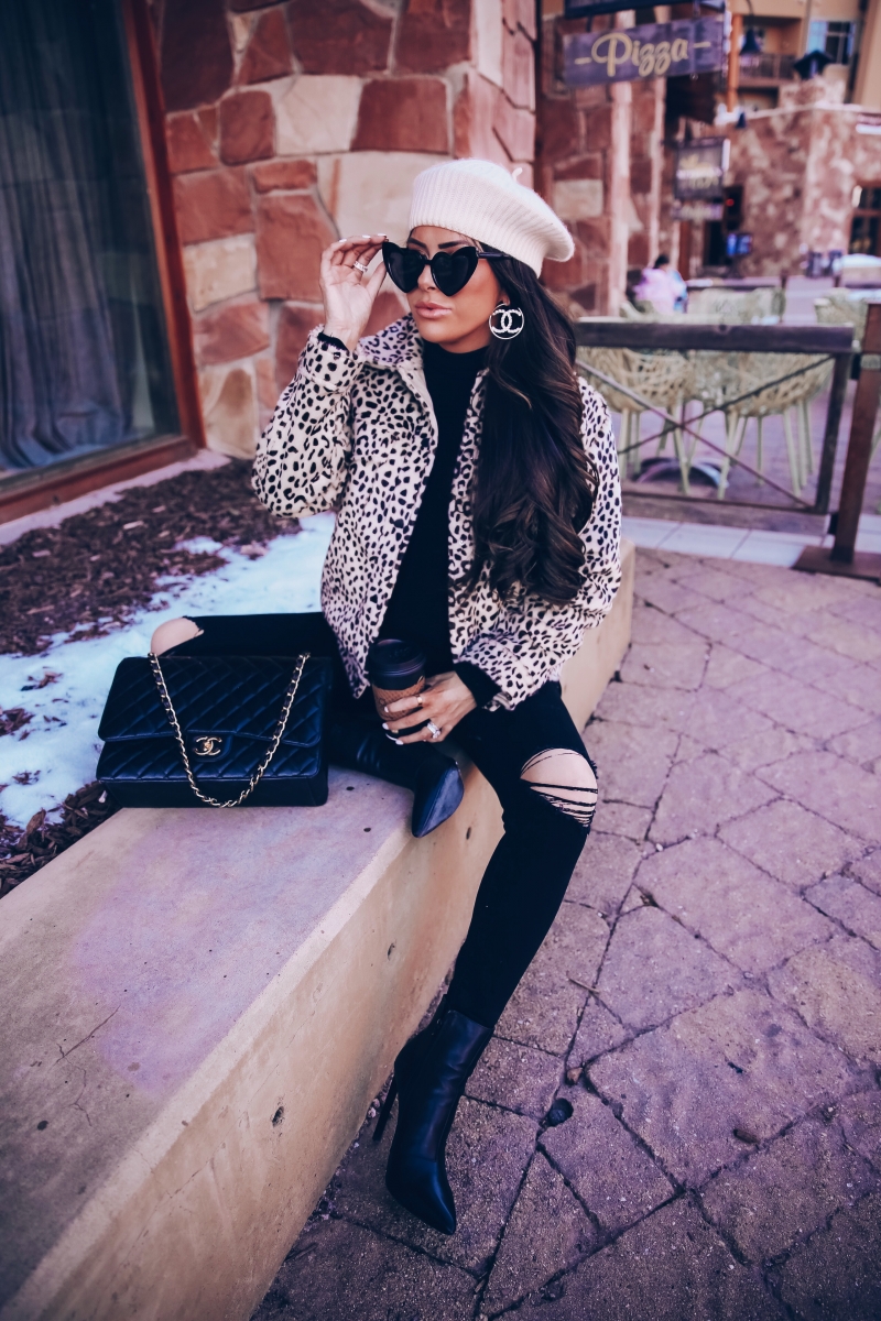 h&m leopard moto jacket, YSL heart sunglasses black, pinterest winter fashion 2019, classic chanel maxi black, emily gemma