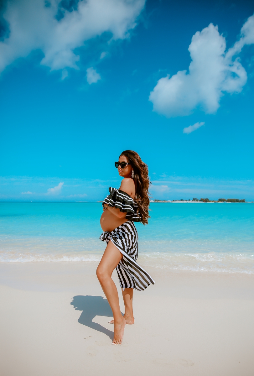 amazon swimsuit reviews, ruffle black and white swimsuit amazon, meghan markle le spec black sunglasses, bahamas sandals, pinterest summer fashion 2019