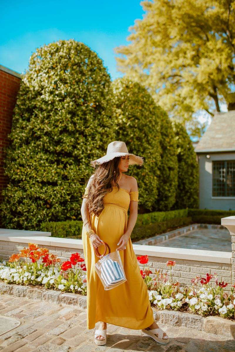 transparent tote trend spring 2019, Forever 21 festival outfit idea, cute coachella festiva outfit ideas, boho spring pregnancy outfit idea, emily ann gemma-10