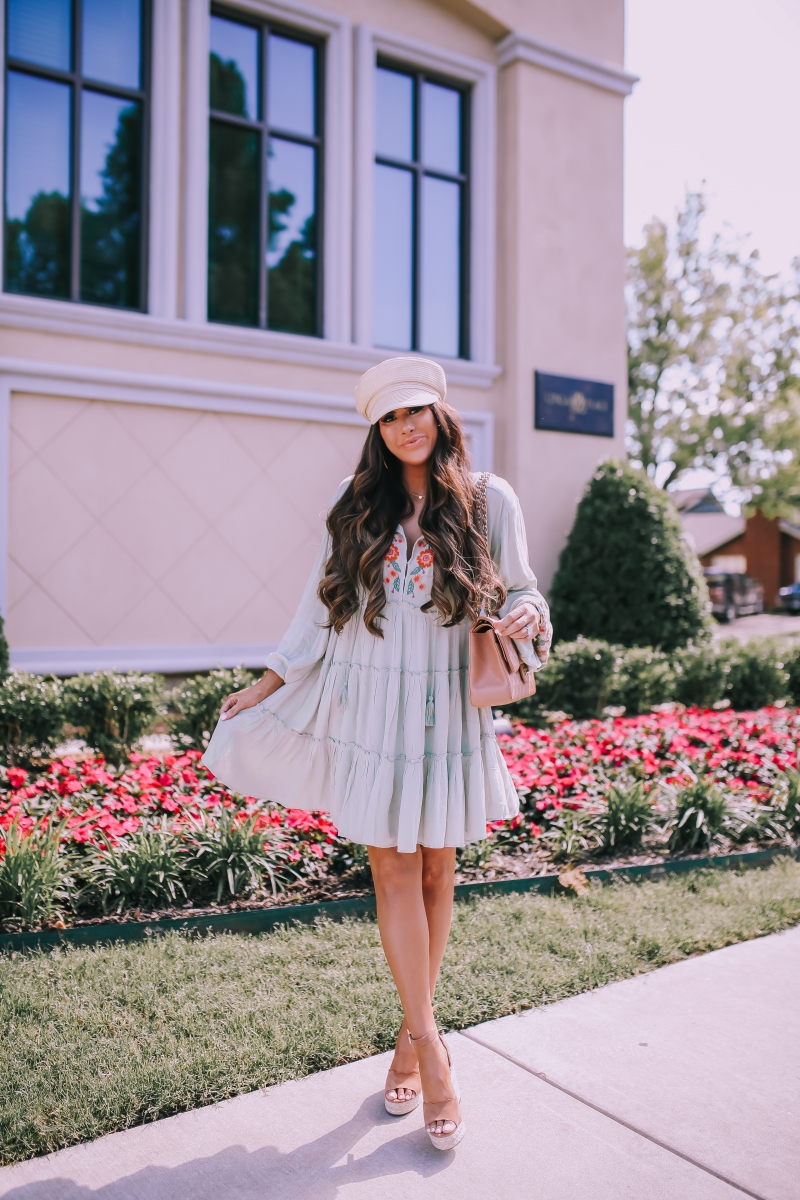 pinterest spring fashion 2019, free people dess embroidered, straw cadet cap, emily ann gemma blog, chanel classic jumbo beige, spring fashion 2019 bloggers-2