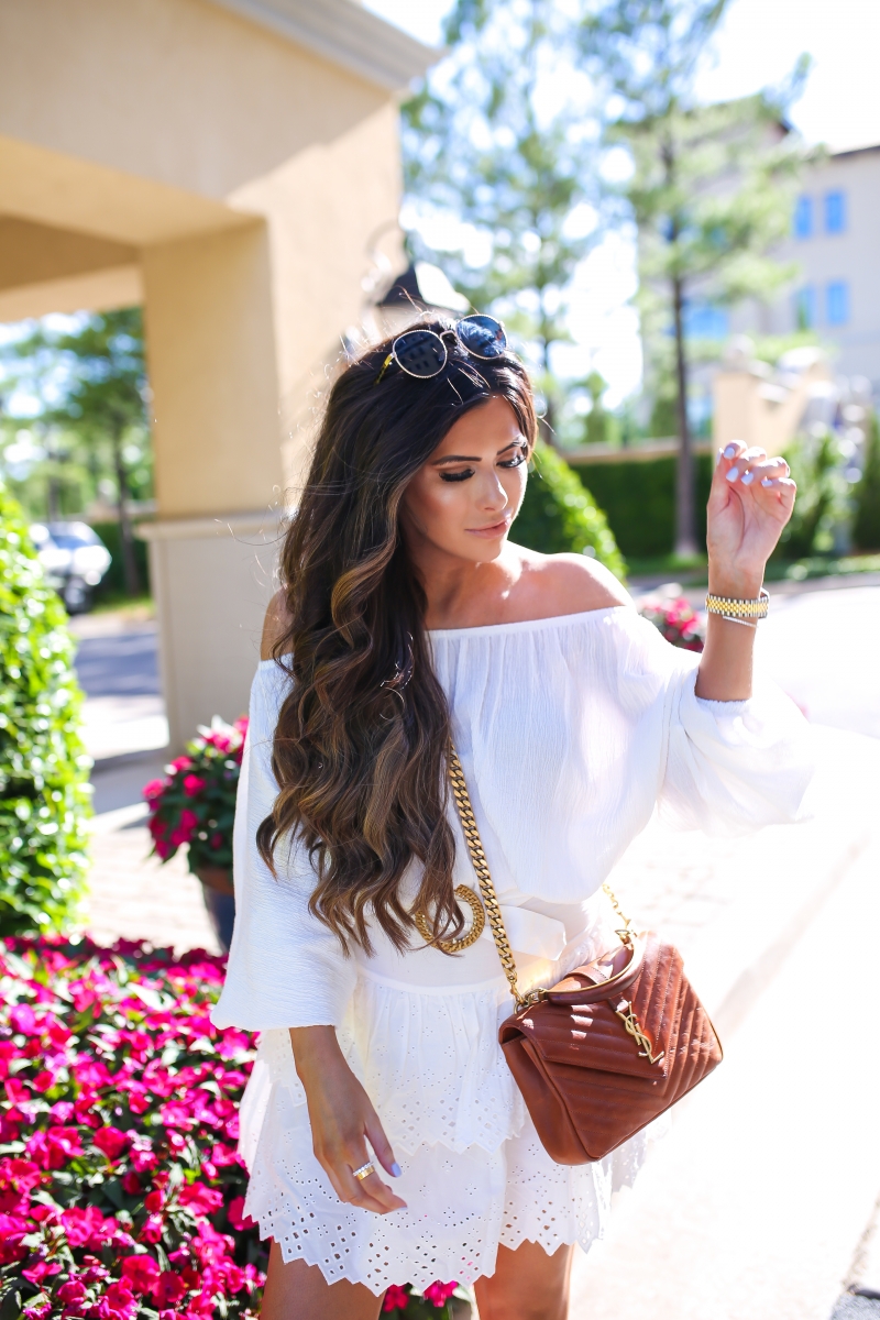 emily ann gemma, the sweetest thing blog, white eyelet ruffle skirt, summer outfit pinterest 2019 fashion, gucci sandals, YSL tan gold college-9