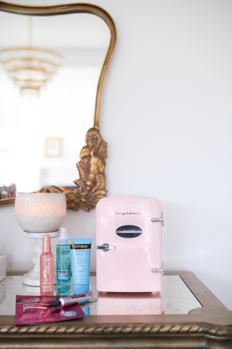 skincare fridge, mini fridge skincare, frigidaire pink mini fridge, emily ann gemma, walmart beauty, beauty blogger-4
