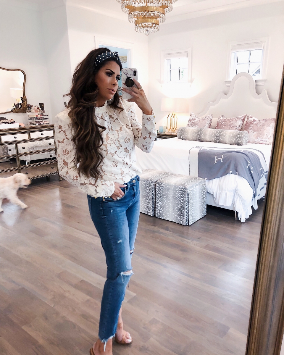 Shopbop sale fall 2019, fall fashion 2019 pinterest outfits,emily gemma  | Major ShopBop Sale Alert‼️[25% Off My Most Popular Outfits!] by popular Oklahoma fashion blog, The Sweetest Thing: image of a woman wearing ShopBop lace top.