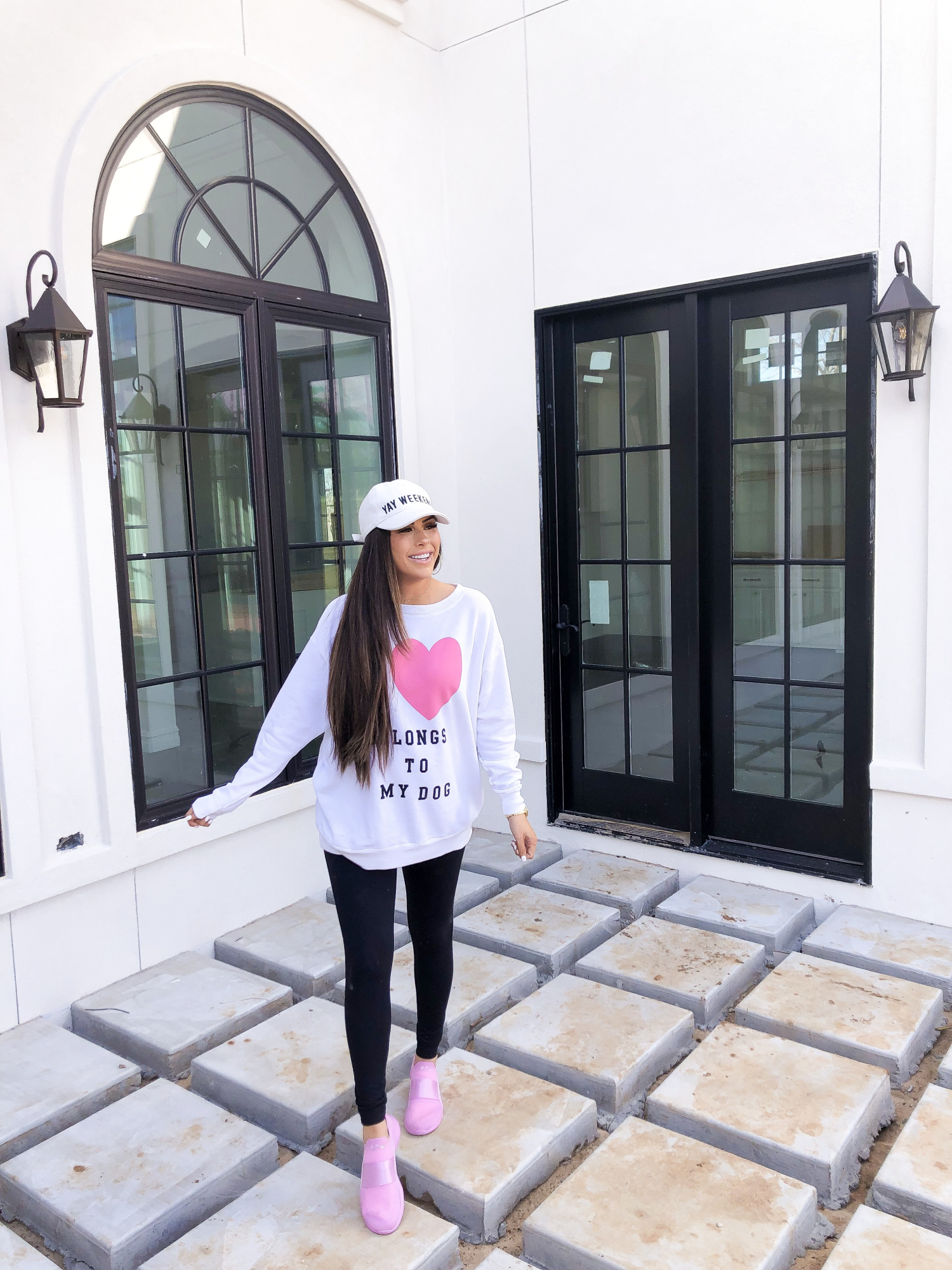 pink APL tennis shoes breast cancer awareness, pavers turf concrete, wildfox oversized sweatshirts, shopbop sale fall 2019, emily ann gemma | ShopBop Sale by popular US fashion blog, The Sweetest Thing: image of a woman wearing ShopBop APL: Athletic Propulsion Labs shoes. 