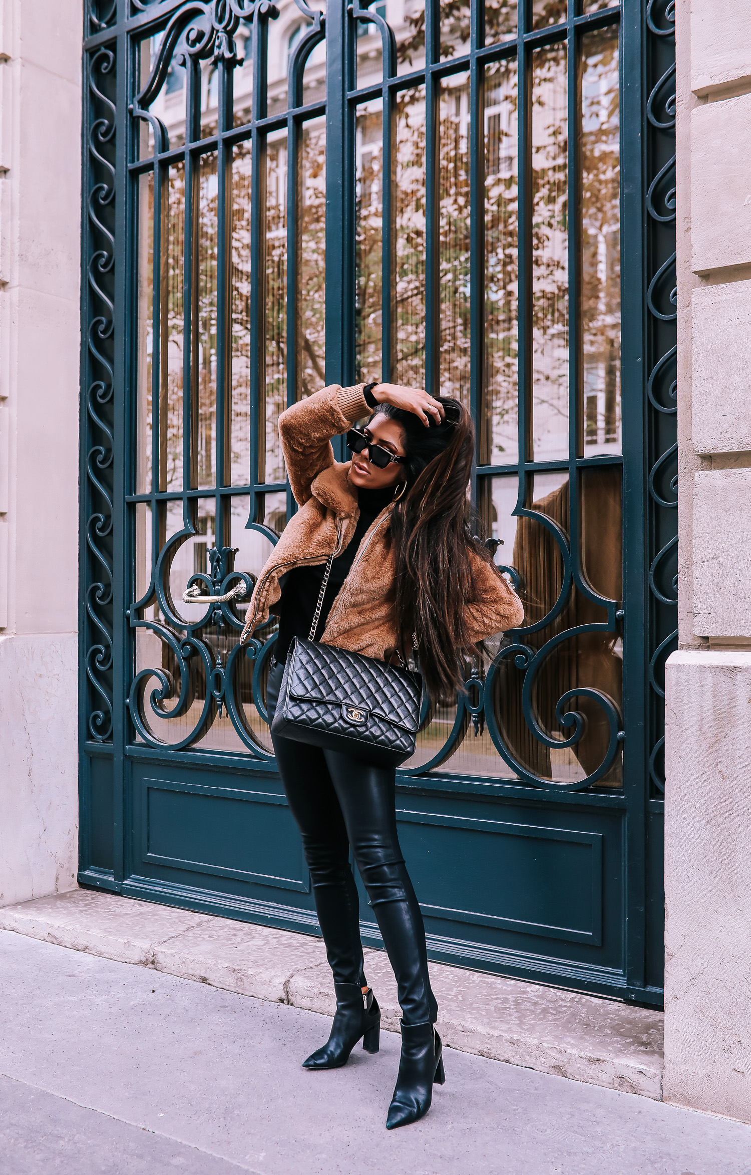 paris fall fashion 2019, fall fashion 2019, banana republic fall outfits 2019, paris outfit ideas fall and winter, what to wear in paris in october november, emily ann gemma-2 | paris fall fashion 2019, fall fashion 2019, banana republic fall outfits 2019, paris outfit ideas fall and winter, what to wear in paris in october november, emily ann gemma-2 | Do You Like Neon Or Neutrals?! Two Everyday Fall Outfits by popular Oklahoma fashion blog, The Sweetest Thing: image of a woman outside in Paris and wearing a Banana Republic Faux Fur Bomber, Banana Republic Merino-Blend Funnel-Neck Sweater, and Banana Republic High-Rise Skinny Coated Jean.