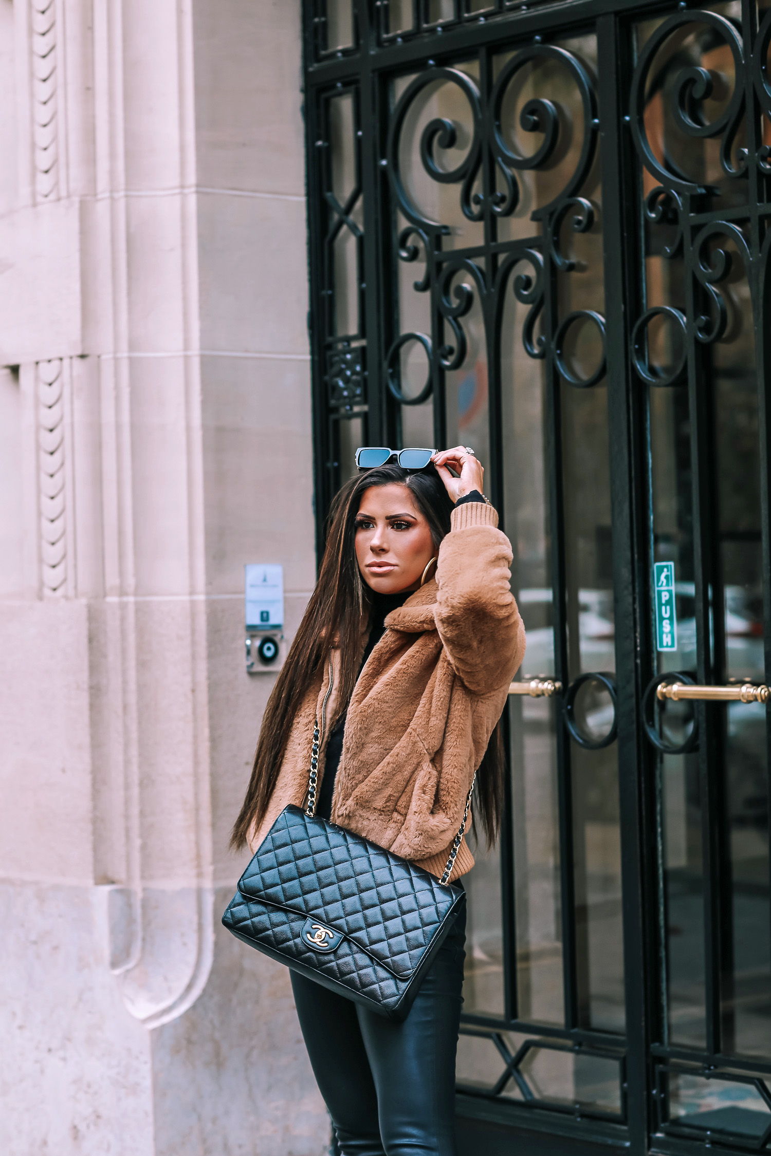 paris fall fashion 2019, fall fashion 2019, banana republic fall outfits 2019, paris outfit ideas fall and winter, what to wear in paris in october november, emily ann gemma-2 | paris fall fashion 2019, fall fashion 2019, banana republic fall outfits 2019, paris outfit ideas fall and winter, what to wear in paris in october november, emily ann gemma-2 | Do You Like Neon Or Neutrals?! Two Everyday Fall Outfits by popular Oklahoma fashion blog, The Sweetest Thing: image of a woman outside in Paris and wearing a Banana Republic Faux Fur Bomber, Banana Republic Merino-Blend Funnel-Neck Sweater, and Banana Republic High-Rise Skinny Coated Jean.