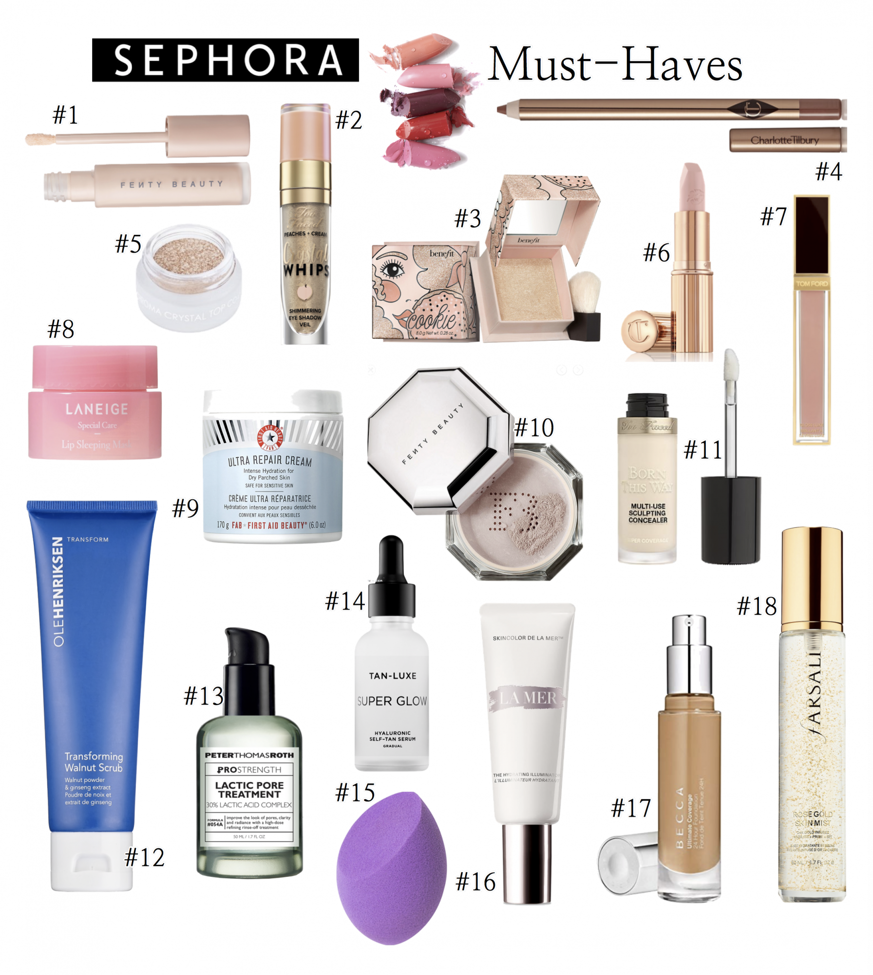Sephora VIB Event Must-Haves + What I Purchased Already by popular Oklahoma beauty blog, The Sweetest Thing: collage image of various Sephora beauty products.