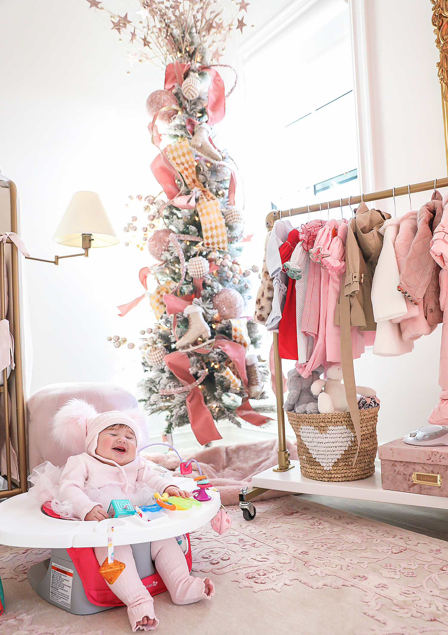 Affordable baby gifs featured by top US life and style blogger, Emily Gemma of The Sweetest Thing. baby girl nursery christmas time pinterest, christmas tree baby girl pink, emily gemma, tree, Christmas tree inspiration 2019, best baby gifts 6 month old christmas28