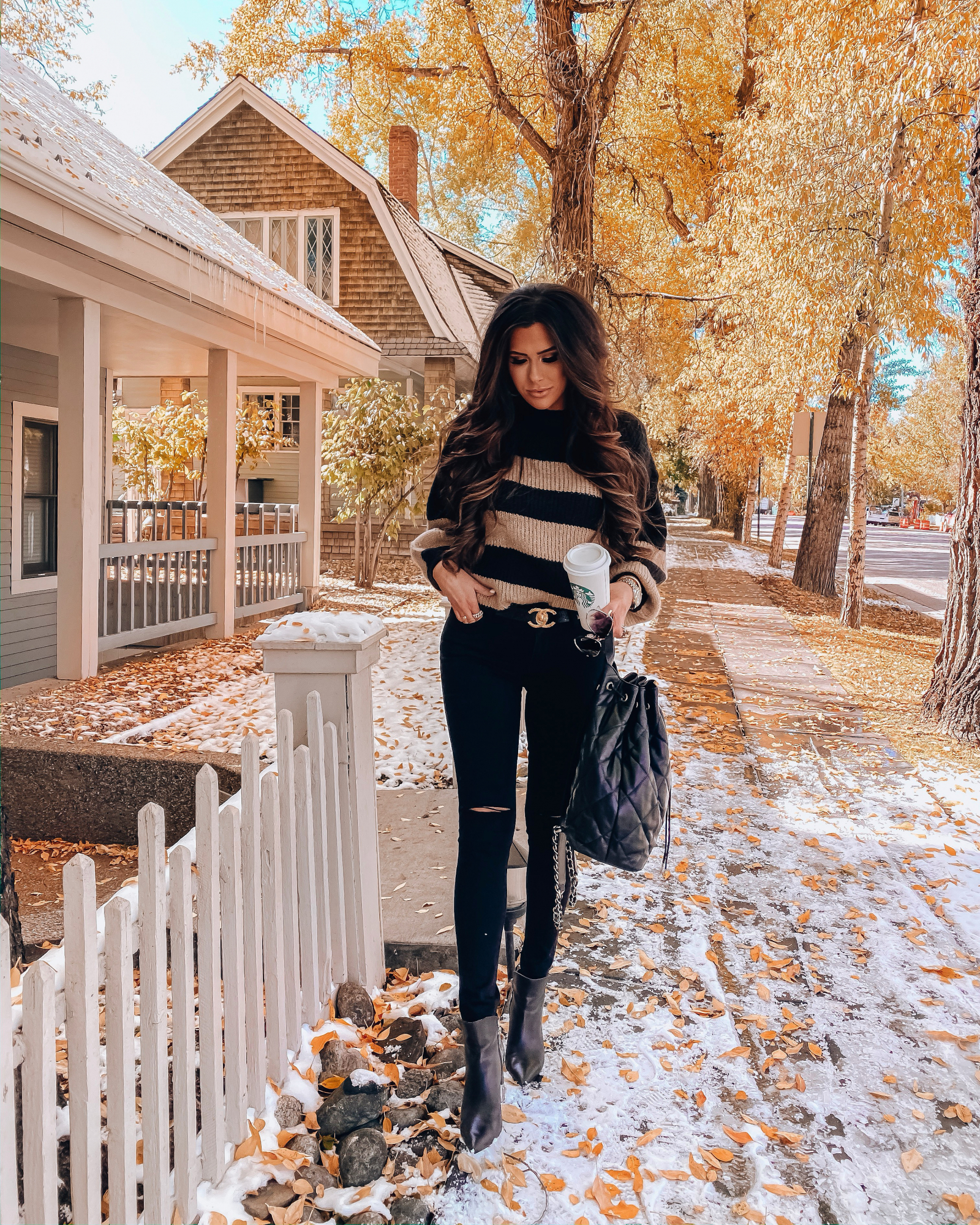 fall fashion pinterest 2019, emily gemma, aspen fall 2019 | A YEAR IN REVIEW : MASSIVE 2019 INSTAGRAM RECAP by popular Oklahoma life and style blog, The Sweetest Thing: image of a woman walking outside and wearing a Nordstrom Linetta Balloon Sleeve Sweater ONLY, Nordstrom Madewell jeans, Nordstrom Mella Bootie MARC FISHER LTD, Nordstrom Large Chunky Hoop Earrings ARGENTO VIVO, Nordstrom High Key Mini 59mm Rimless Aviator Sunglasses QUAY AUSTRALIA, Nordstrom Lip Cheat Lip Liner CHARLOTTE TILBURY, Nordstrom Hot Lips Lipstick CHARLOTTE TILBURY, and Nordstrom Gloss Luxe Moisturizing Lipgloss TOM FORD. 